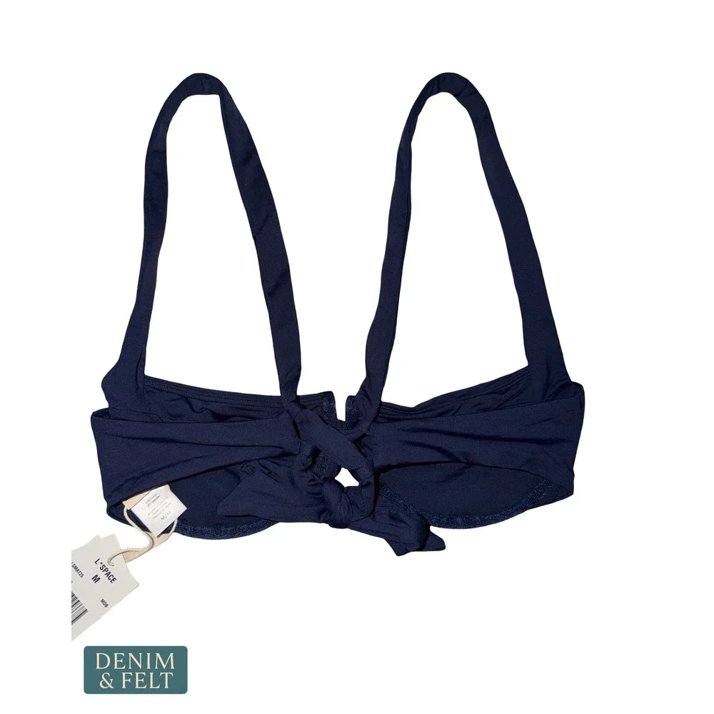 NEW L*Space Mako Bikini Top Midnight Blue Underwire Bralette Tie Back Luxury